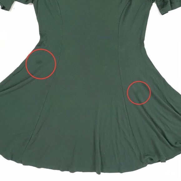 Vintage Y2K Green Fairy Grunge Granola Girl Casual A-Line Mini Skater Dress / M - Picture 6 of 8